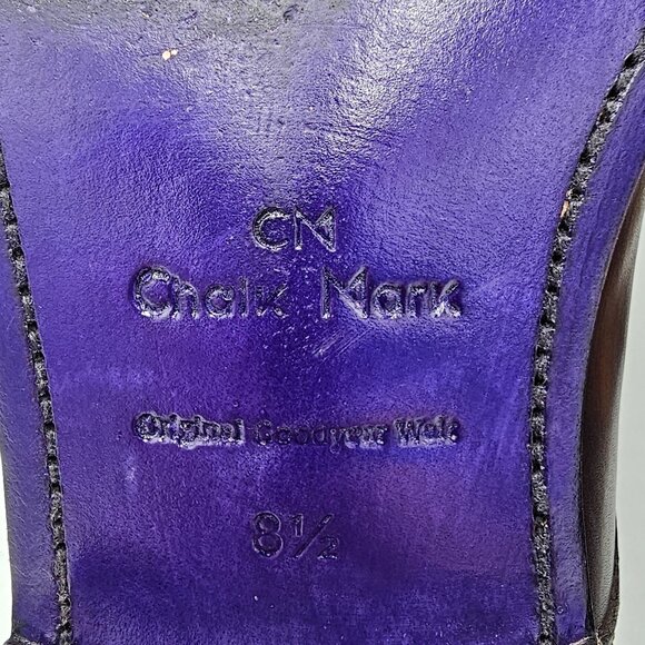 Chalk Mark Men's 8.5 Antique Patina Brown Dress Shoes Double Monk Strap Loafers - Picture 9 of 11